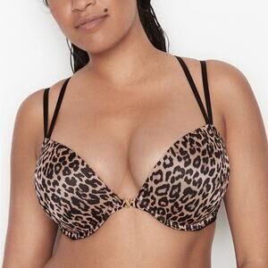 Victoria's Secret Very Sexy Push Up Bra Front Close Lace Animal Print